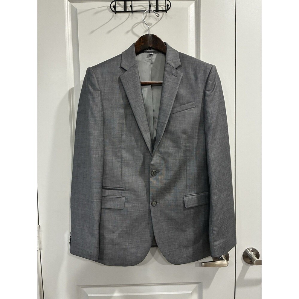Express Photographer Gray Fitted Suit Jacket 68% wool 23%polyester 9% nylon 0119